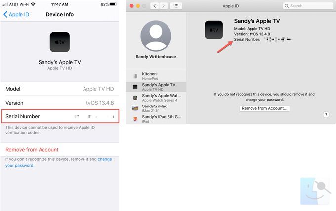 Серийный номер Apple TV на iPhone и Mac