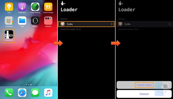 устройство iOS и теперь вы должны увидеть приложение загрузчика checkra1n на главном экране