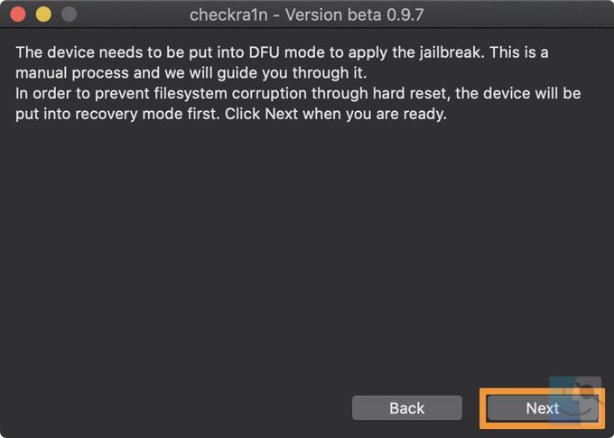 Checkra1n захочет перевести ваше устройство в режим восстановления