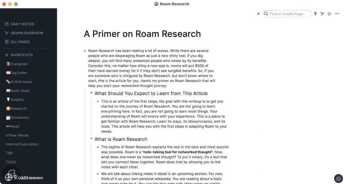 Написание в Roam Research