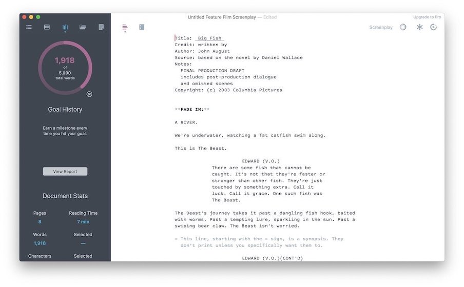 4. Highland 2 - лучшее приложение для написания сценариев для Mac 1 