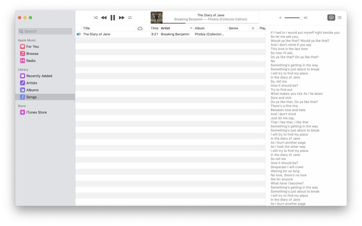 Добавление собственных текстов к песням в Apple Music 5